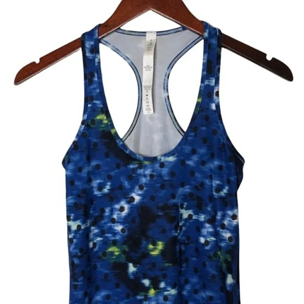 Lululemon‎ Cool Racerback Tank Top Windy Blooms Sapphire Size 4 Floral Print